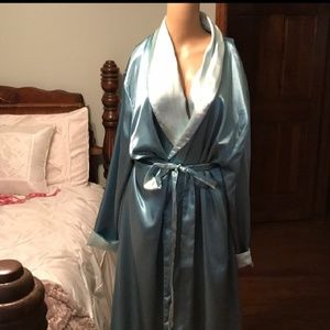 1x satin reversible mid calf belted robe